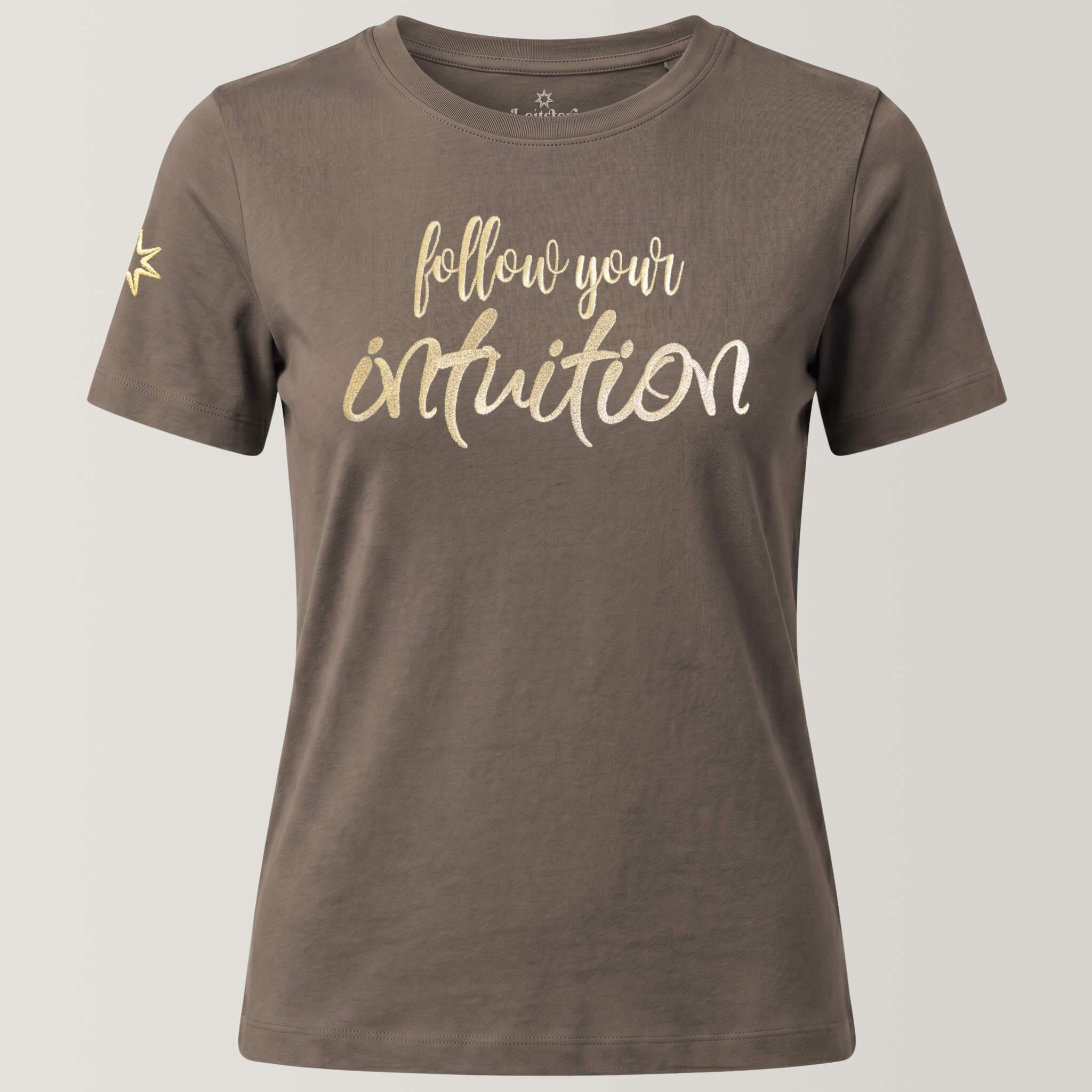 Bio-T-Shirt mit Stickerei 'Follow your intuition' I warm clay [Damen]