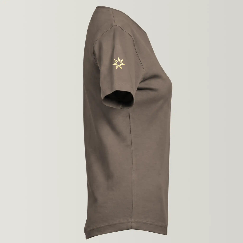Bio-T-Shirt mit Stickerei 'Follow your intuition' I warm clay [Damen]