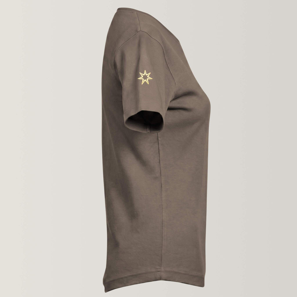 Bio-T-Shirt mit Stickerei 'Follow your intuition' I warm clay [Damen]