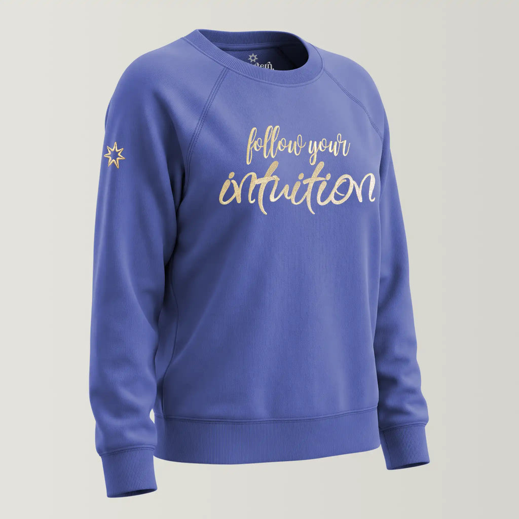 Bio Sweatshirt mit Stickerei 'Follow your intuition' I dusk blue [Damen]