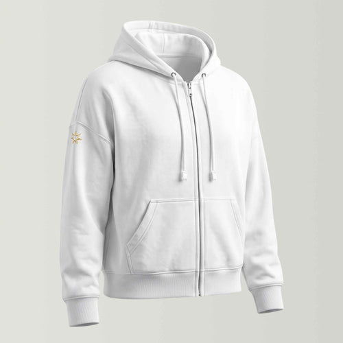 Bio Sweatjacke mit Stickerei 'Time to shine' I white [Damen]