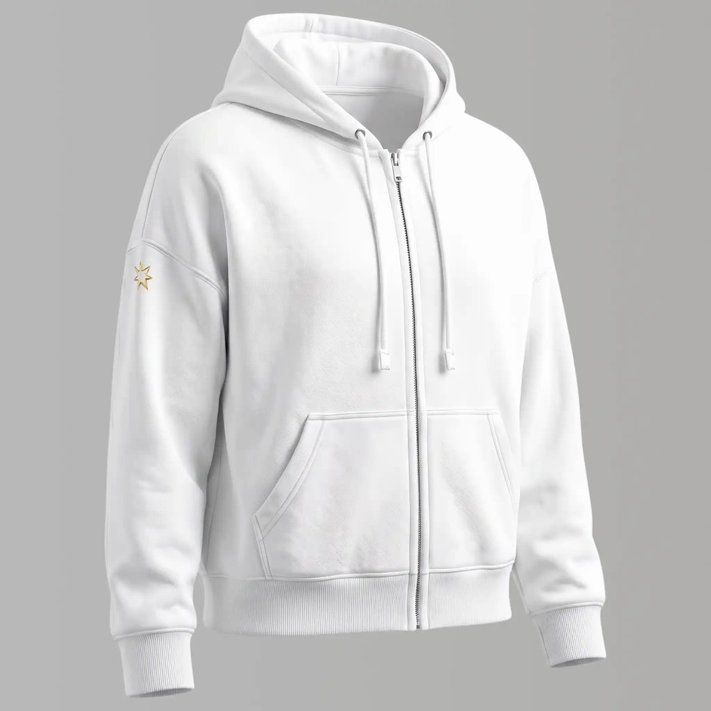 Bio Sweatjacke mit Stickerei 'I'm the creator of my universe' I white [Damen]
