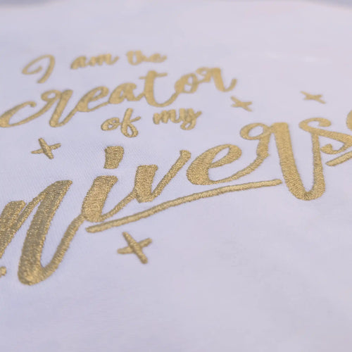 Bio Sweatjacke mit Stickerei 'I'm the creator of my universe' I white [Damen]