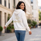 Bio Sweatjacke mit Stickerei 'I'm the creator of my universe' I white [Damen]