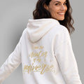 Bio Sweatjacke mit Stickerei 'I'm the creator of my universe' I white [Damen]