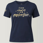Bio-T-Shirt mit Stickerei 'I am the creator of my universe' – midnight blue [Damen]