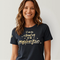 Bio-T-Shirt mit Stickerei 'I am the creator of my universe' – midnight blue [Damen]