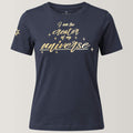 Bio-T-Shirt mit Stickerei 'I am the creator of my universe' – midnight blue [Damen]