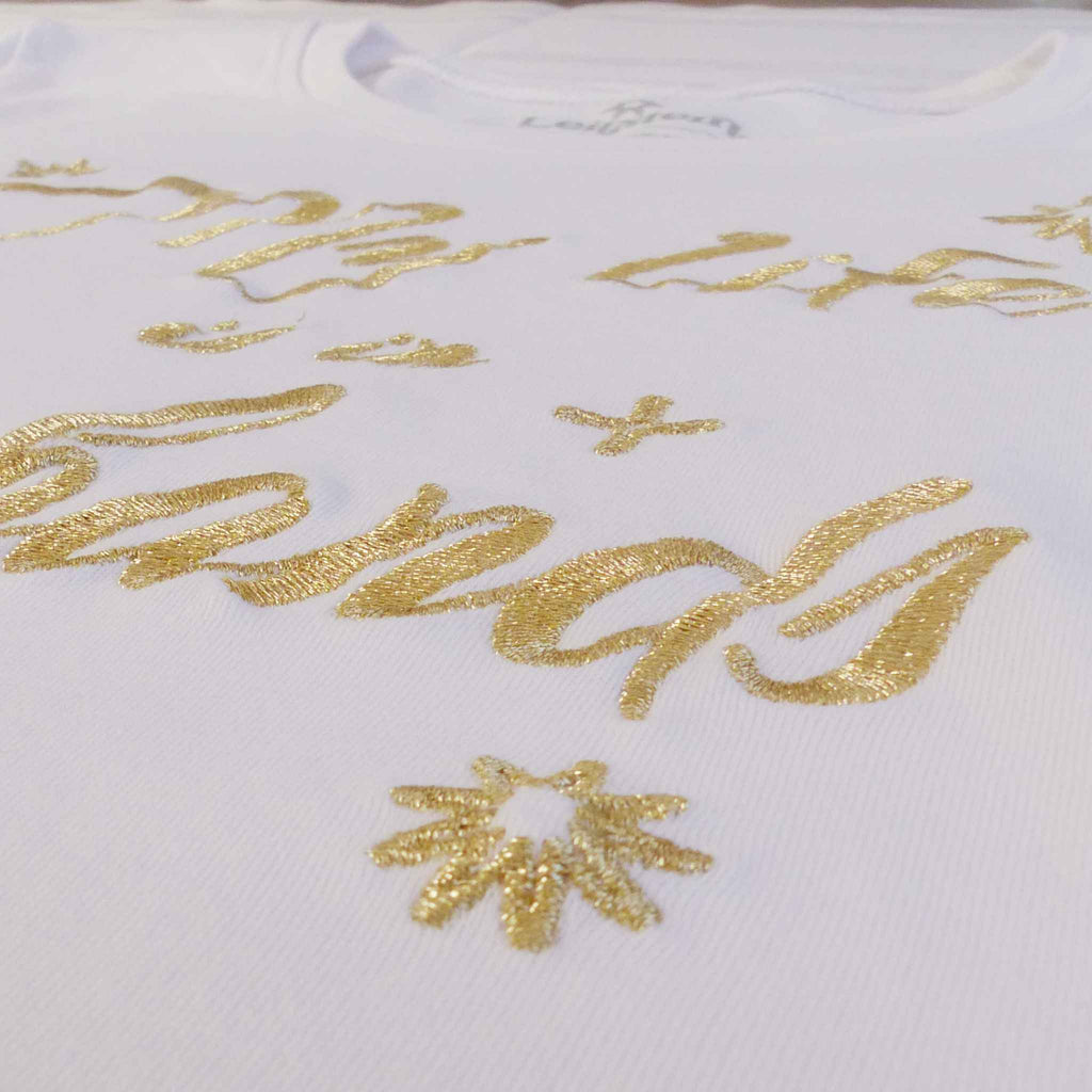 Bio-T-Shirt mit Stickerei 'My life is in my hands' I weiß [Damen]