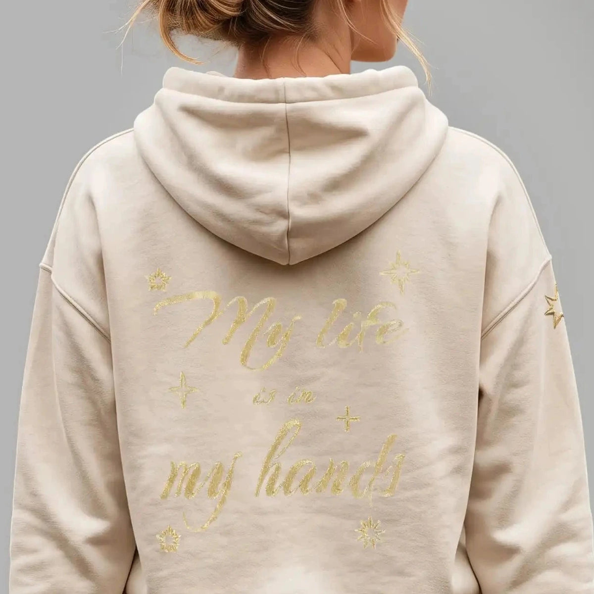 Bio Sweatjacke mit Stickerei 'My life is in my hands' I natural raw [Damen]