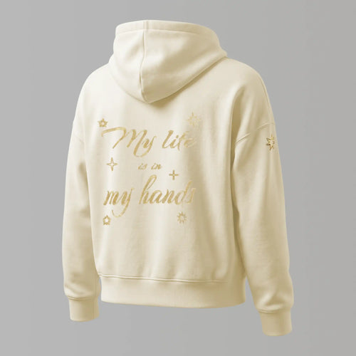 Bio Sweatjacke mit Stickerei 'My life is in my hands' I natural raw [Damen]