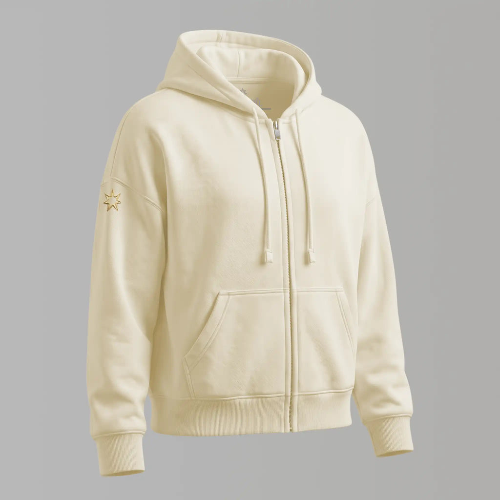 Bio Sweatjacke mit Stickerei 'My life is in my hands' I natural raw [Damen]