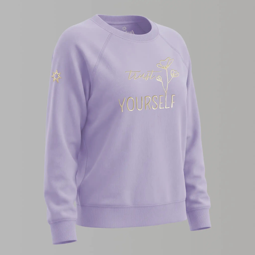 Bio Sweatshirt mit Stickerei 'Trust yourself' I soft lavender [Damen]