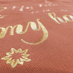 Goldene Stickerei (Affirmation) auf einem spirituellen Damen Baumwoll Pullover mit Stickerei in Farbe terracotta. Affirmation: 'My life is in my hands' mit Sterne-Design
