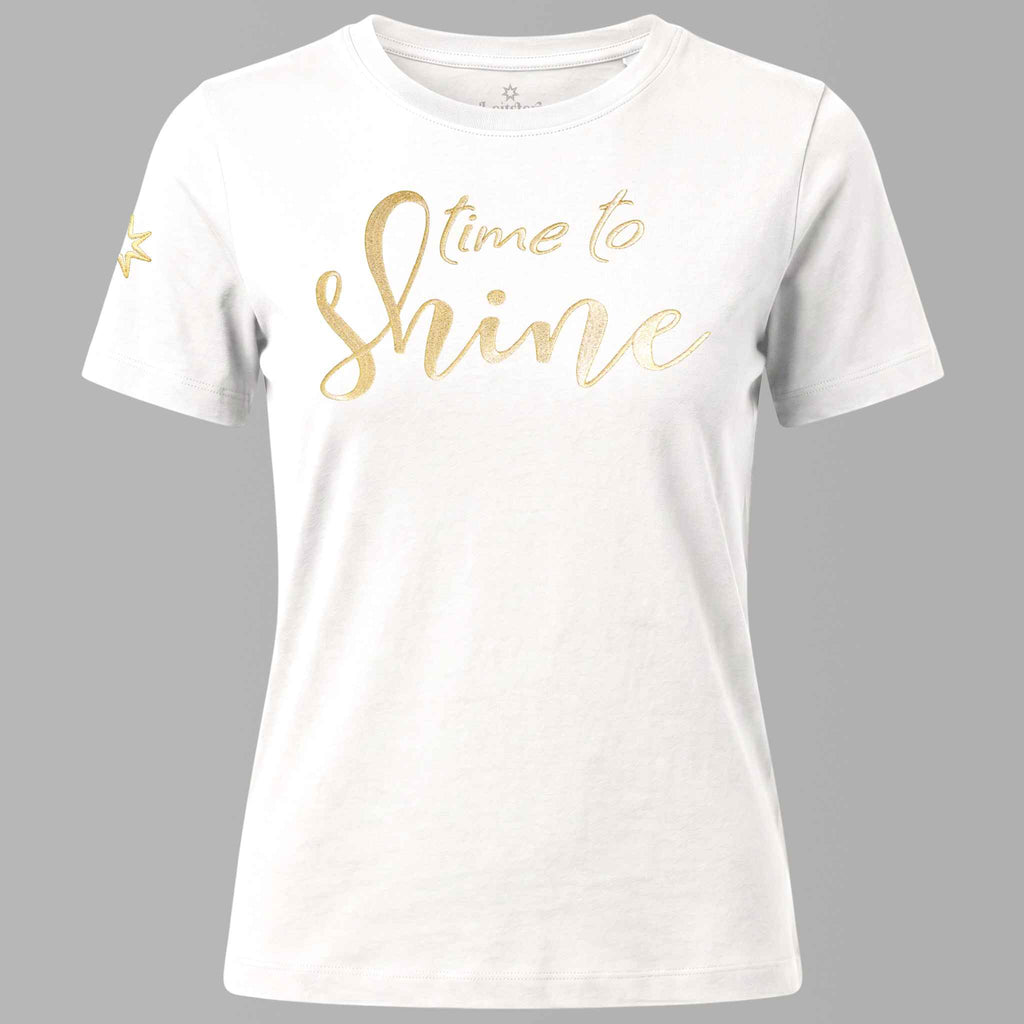 Bio-T-Shirt mit Stickerei 'Time to shine' I weiß [Damen]